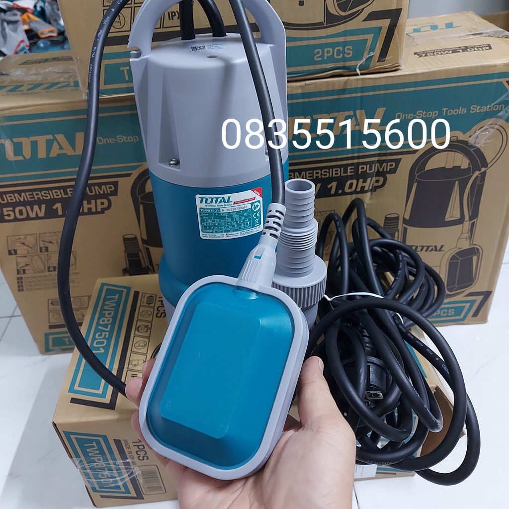 MÁY BƠM CHÌM NƯỚC THẢI CAO CẤP TOTAL TWP87501  BƠM TÕM VỎ NHỰA