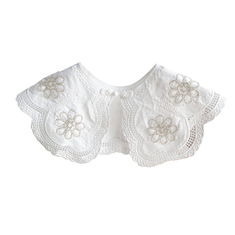 Cổ Áo Rời Thêu Họa Tiết Màu Trắng Dành Cho Nữ