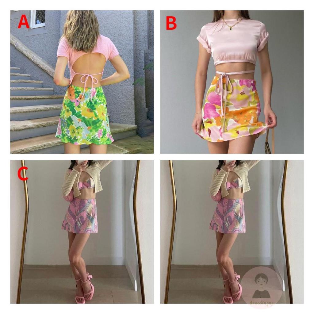 Chân Váy Chữ A Họa Tiết Hoa Vintage Thời Trang Cho Nữ