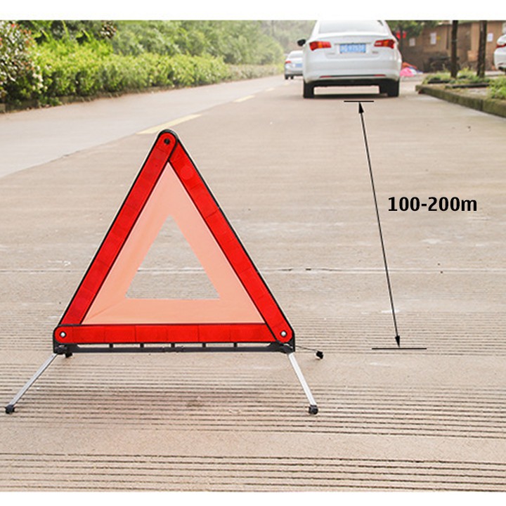 Biển cảnh báo nguy hiểm tam giác phản quang cho ô tô, xe hơi có hộp đựng