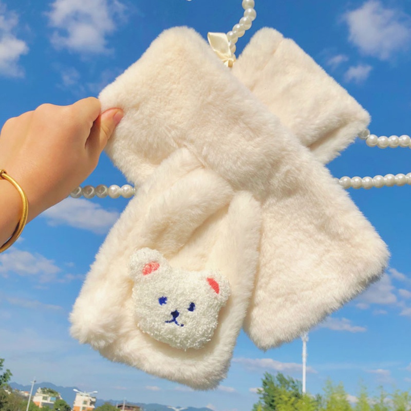 Khăn Choàng Cổ Bằng Lông Giả Hình Gấu Giữ Ấm Cho Bé