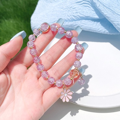 Vòng Tay Đính Hạt Pha Lê Hình Hoa Cúc Dễ Thương Thiết Kế Đơn Giản Thời Trang