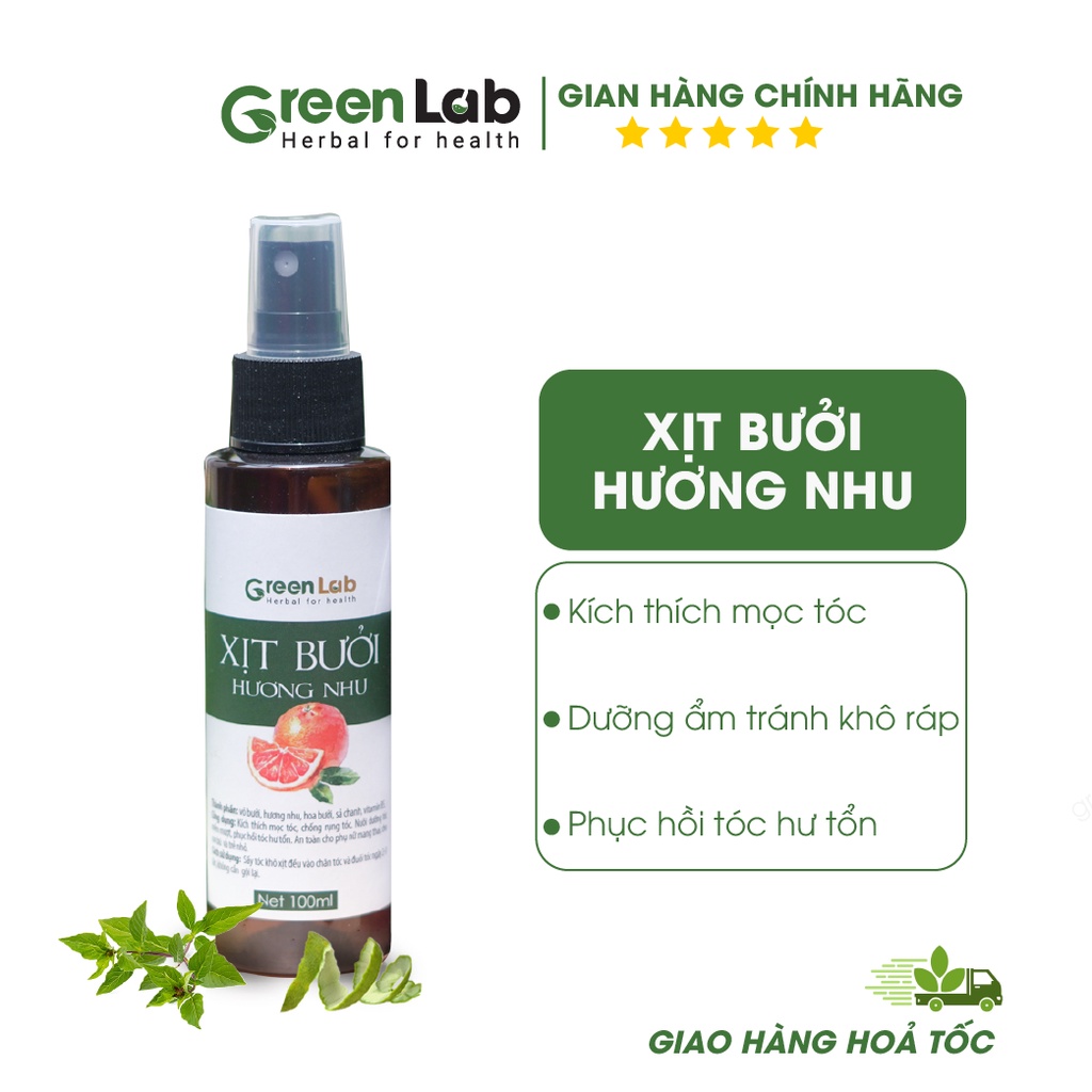 Xịt Bưởi Hương Nhu mọc tóc nhanh GreenLab 100ml