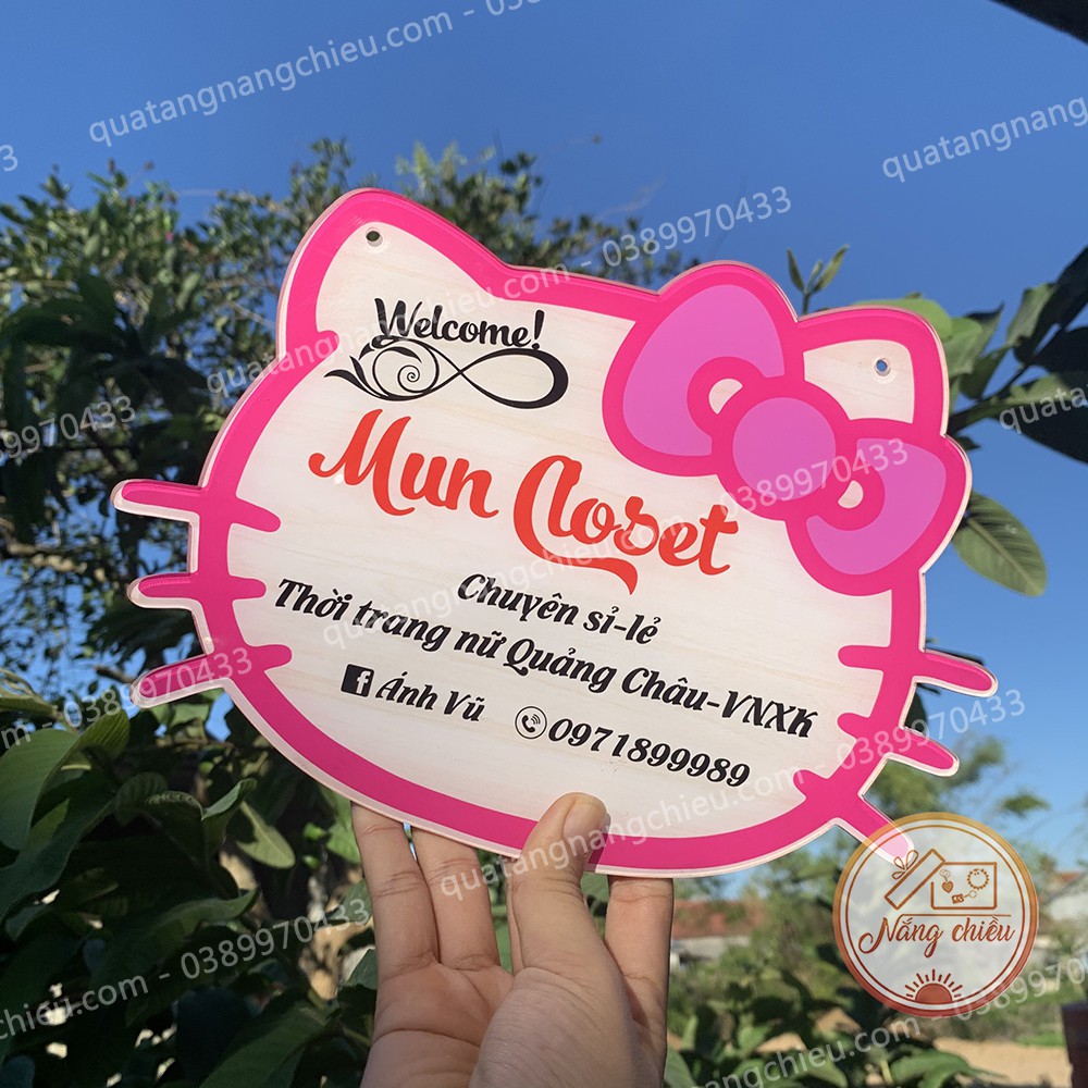 Bảng decor cửa hàng _ bảng hiệu hình hello kitty_ Bảng hiệu xinh giá rẻ