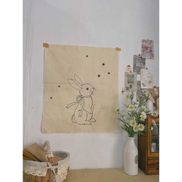 Vải canvas in hình thỏ  Trang Trí Tường, Decor