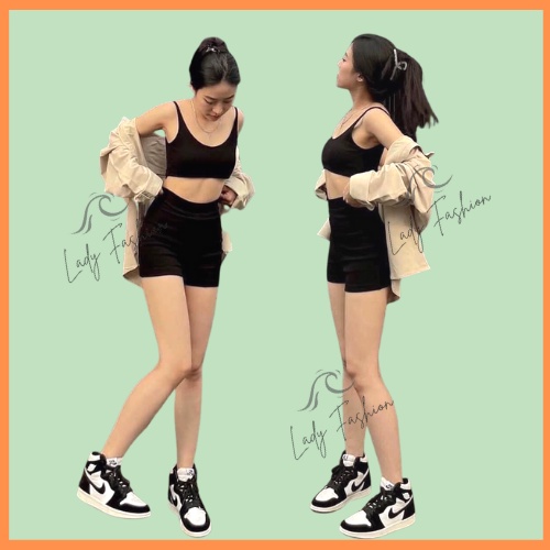 Quần Legging Đùi Nữ Chất Cotton Cao Cấp Mềm Mịn Co Giãn Ôm Mông Cạp Cao Tôn Dáng Lady