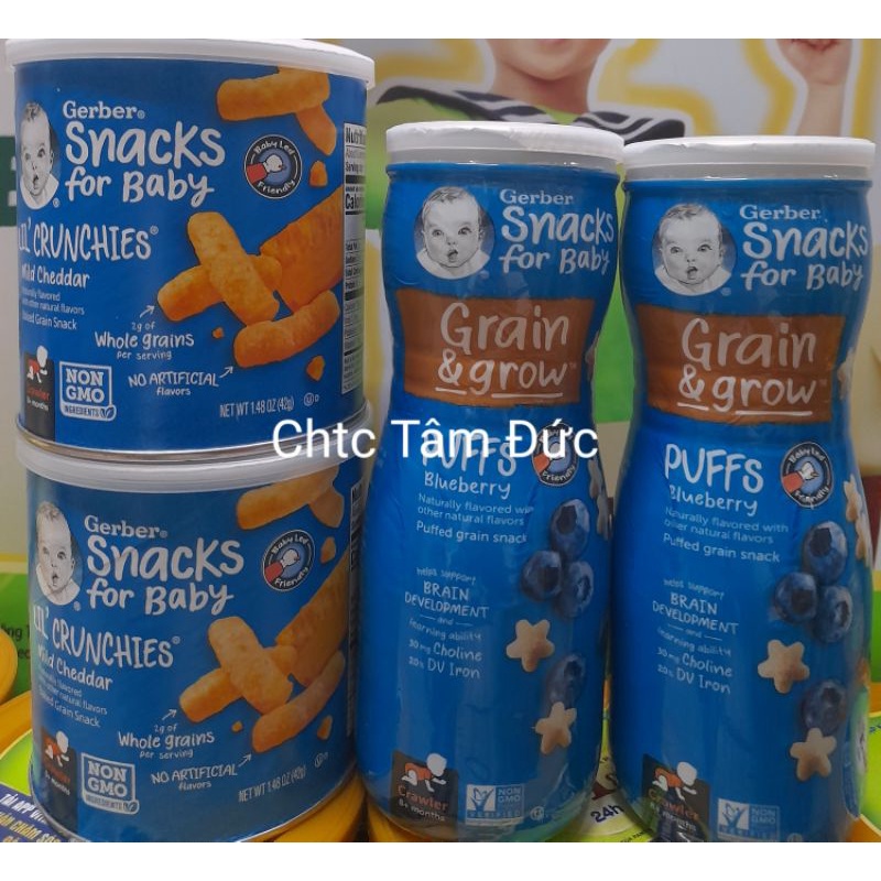 Bánh ăn dặm cho bé GERBER snacks for Baby. cung cấp chất dinh dưỡng, 8 loại Vitamin B, Vitamin A, Vitamin E, kẽm