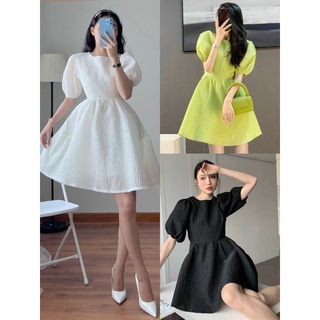 Đầm babydoll tay phồng chất xốp - Buns Store