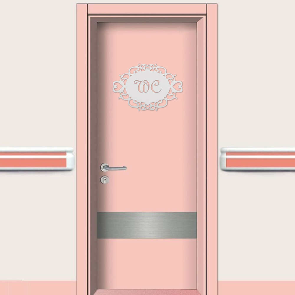 Decal acrylic dán cửa in chữ WC/Toilet/Bathroom cho nhà DIY