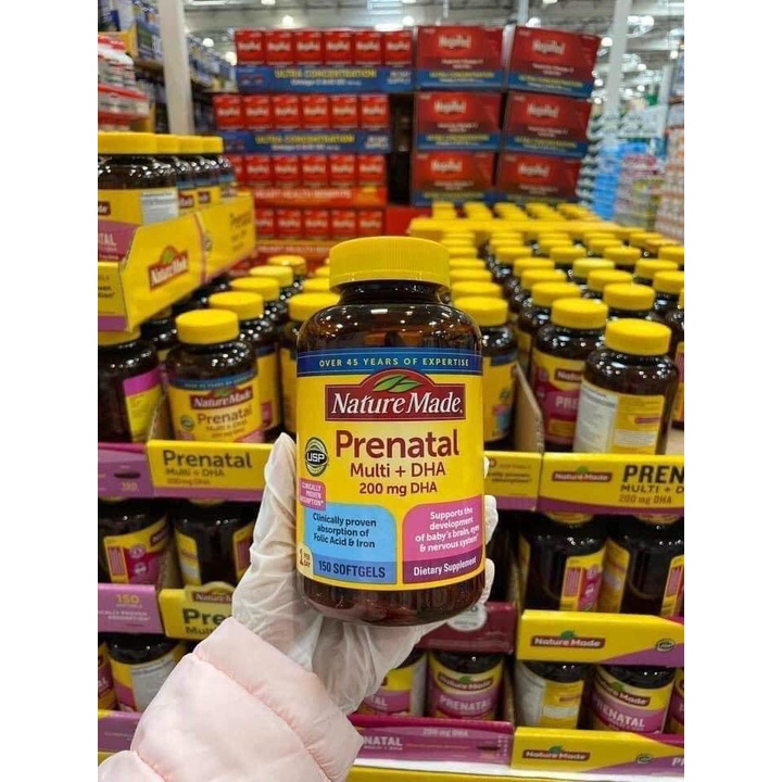 Viên Uống Nature Made Prenatal Multivitamin+DHA 200mg DHA 150 Viên Bổ Sung Vitamin Cho Bà Bầu