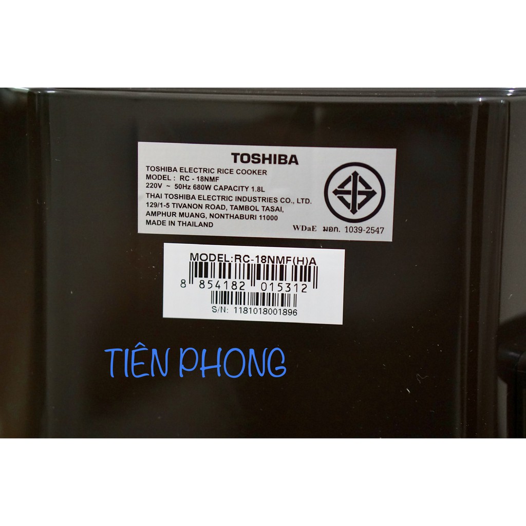 [Mã ELHADEV giảm 4% đơn 300K] NỒI CƠM ĐIỆN TỬ TOSHIBA 1.8L RC-18NMF(HA,WT)