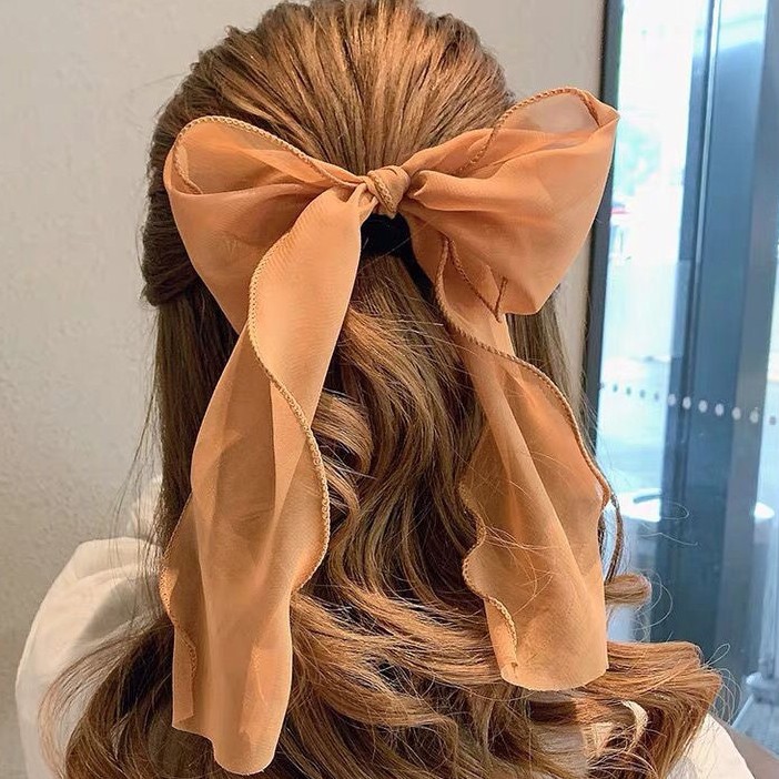 Cột Tóc Đính Nơ Xoắn Voan Kính Twisted Ribbon