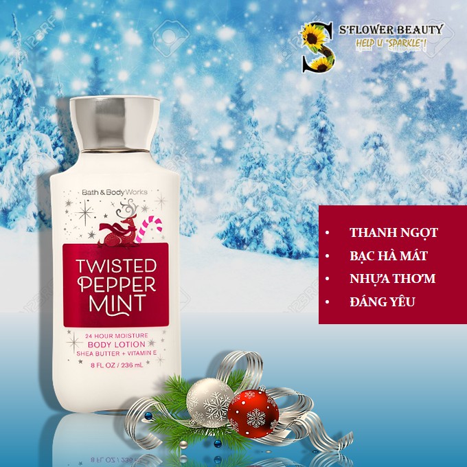 BST NOEL 🎄 Sữa Dưỡng Thể Lưu Hương Toàn Thân Bath & Body Works - Twisted Peppermint | Winter Candy Apple | Vanilla Bean