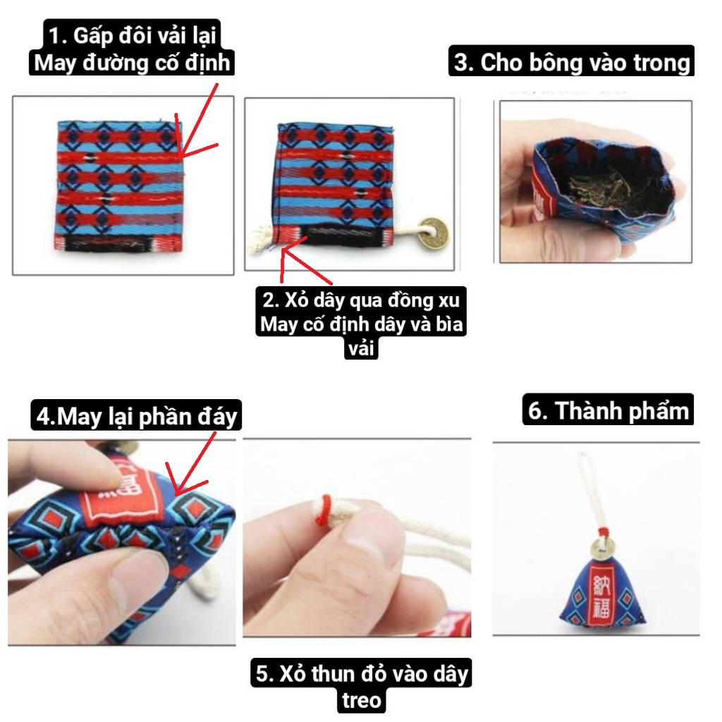 Bộ Kit DIY Tự Làm Túi Thổ Cẩm Hương Thảo Dược hoa văn ngẫu nhiên