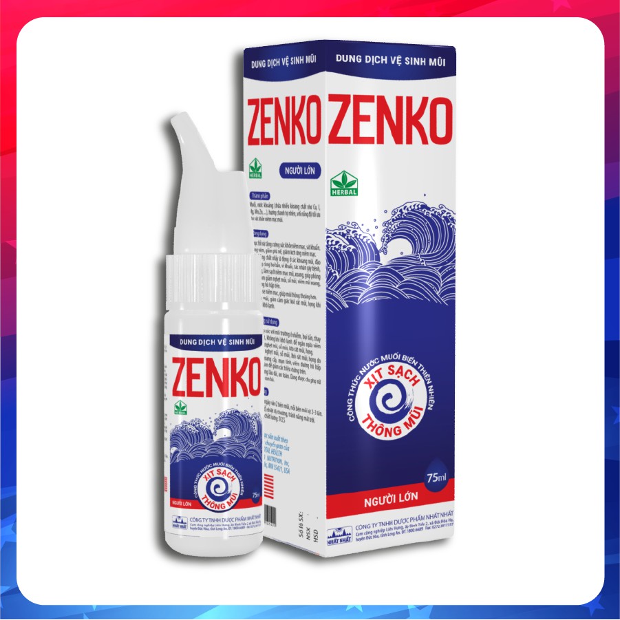 Dung dịch vệ sinh mũi kháng khuẩn Zenko - Công thức nhượng quyền từ USA. Date 2023, Hộp 75ml - Có ảnh thật sản phẩm