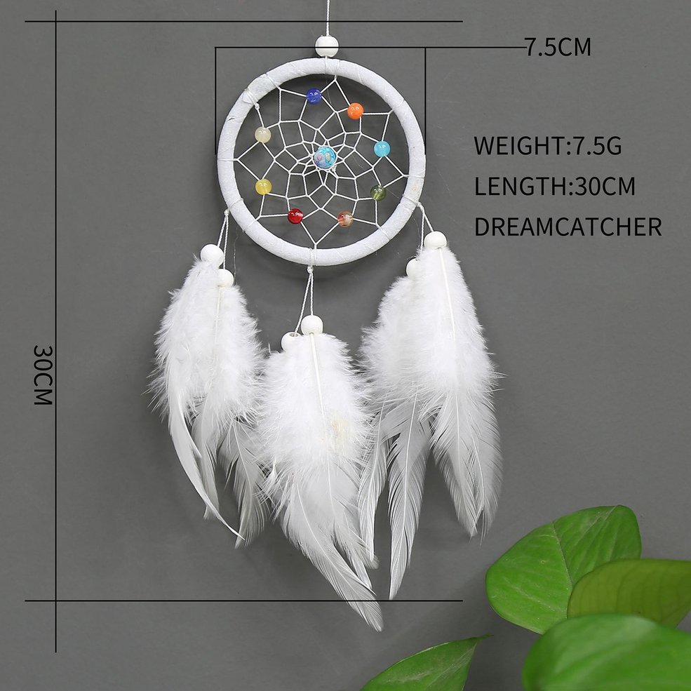 Dreamcatcher phối lông vũ trắng nhỏ bằng lông vũ