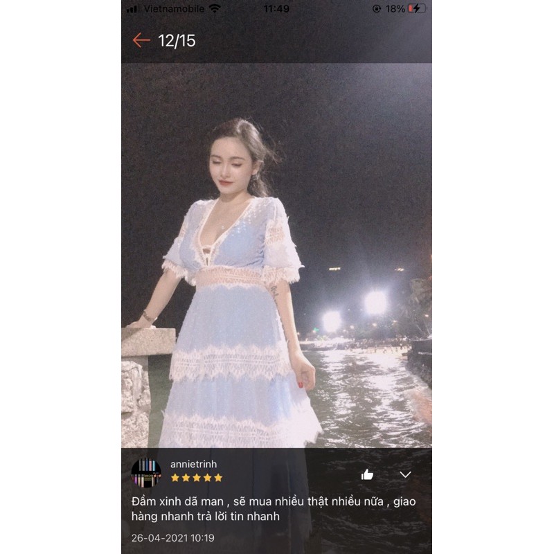 [ẢNH THẬT PHÍA SAU] ĐẦM MAXI BI TẦNG PHỐI REN CÔNG CHÚA HAI MÀU TRẮNG XANH