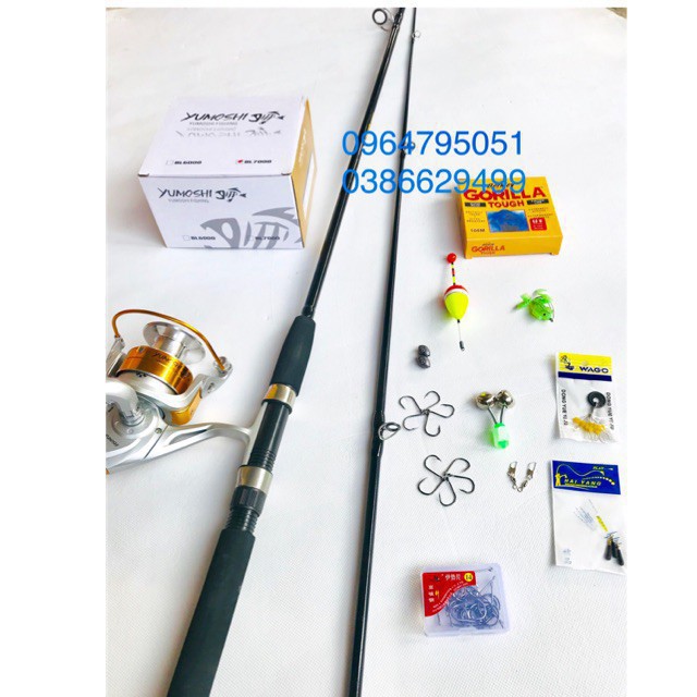 Bộ cần câu 2 khúc SHIMANO 2,4m và máy yumoshi BL|do cau99|