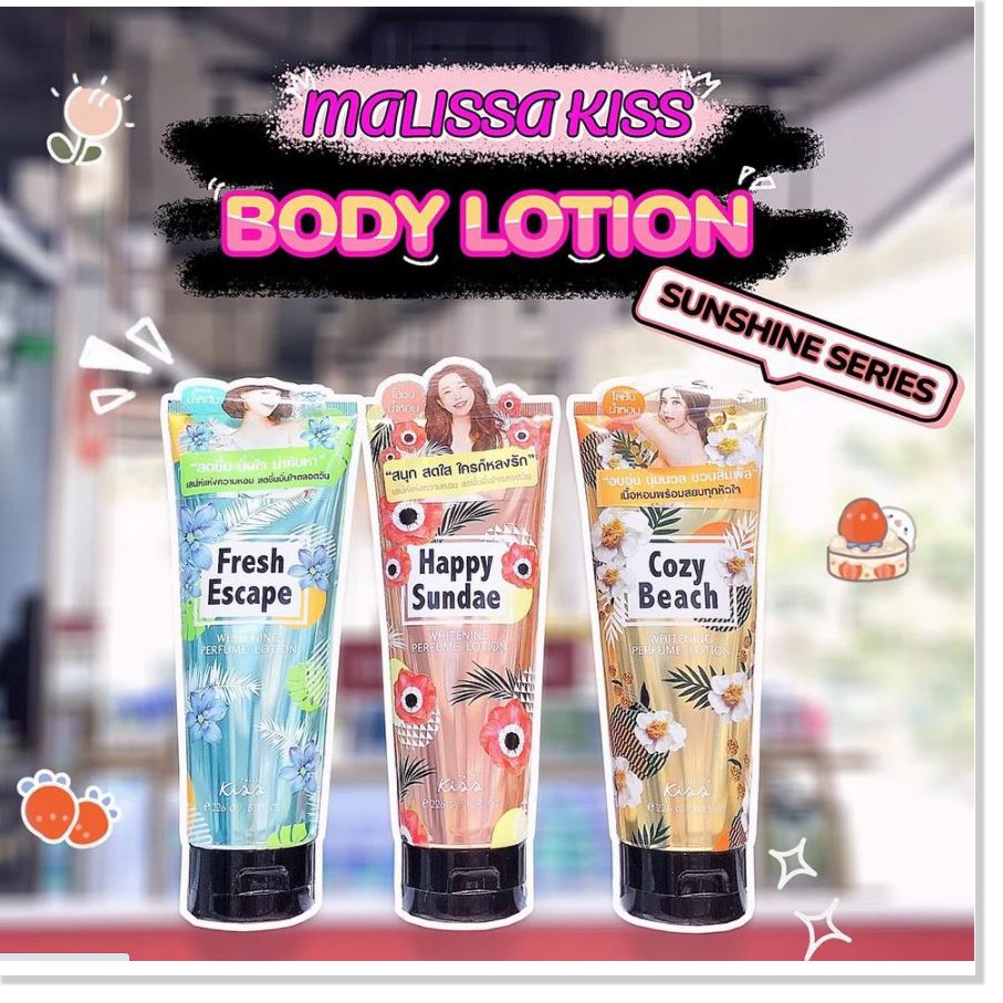 [Mã giảm giá] Sữa Dưỡng Trắng Da Toàn Thân Hương Nước Hoa Malissa Kiss Whitening Perfume Body Lotion 226g