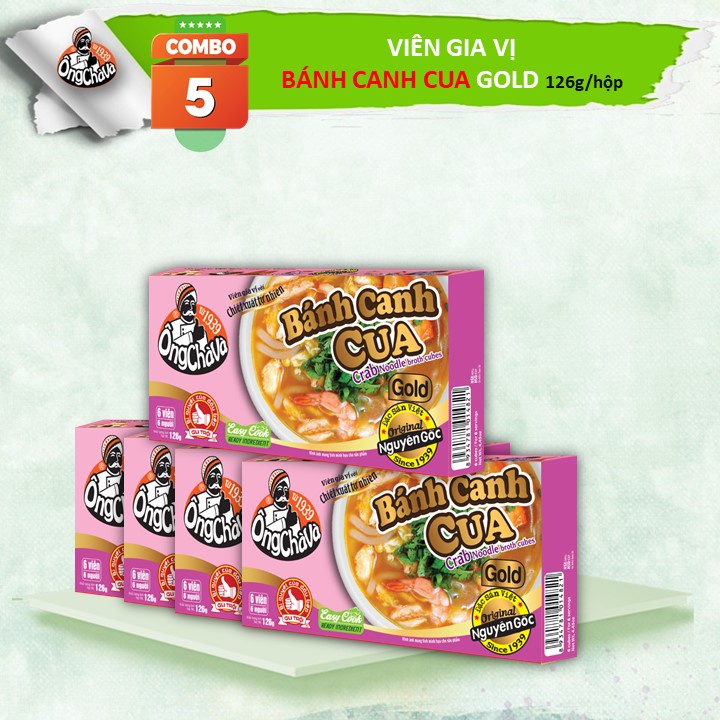 Combo 5 Hộp Viên Gia Vị BÁNH CANH CUA Gold Ông Chà Và 126g