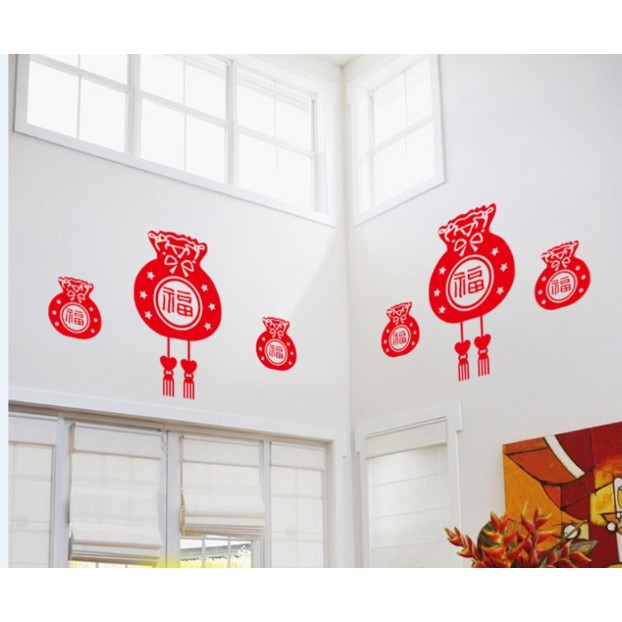 Decal trang trí tết - 3 Túi Tiền ngôi sao nhí