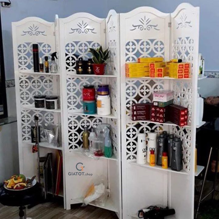 Bình phong vách ngăn có kệ trang trí họa tiết hoa GTS310 cao cấp bằng gỗ CNC chống mối,mọt,cong,vênh,/1 TẤM