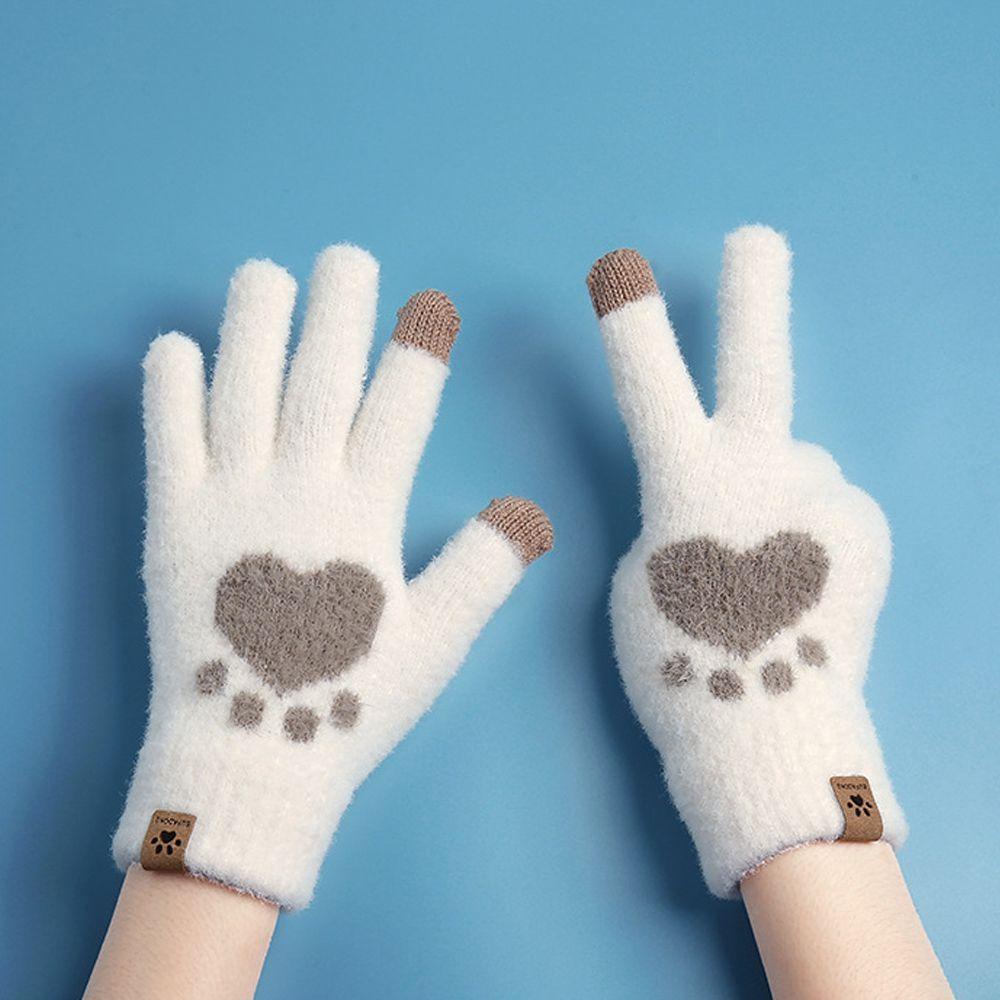 Găng Tay Hình Dấu Chân Mèo Chống Lạnh Có Thể Chạm Màn Hình Cảm Ứng Cho Nữ