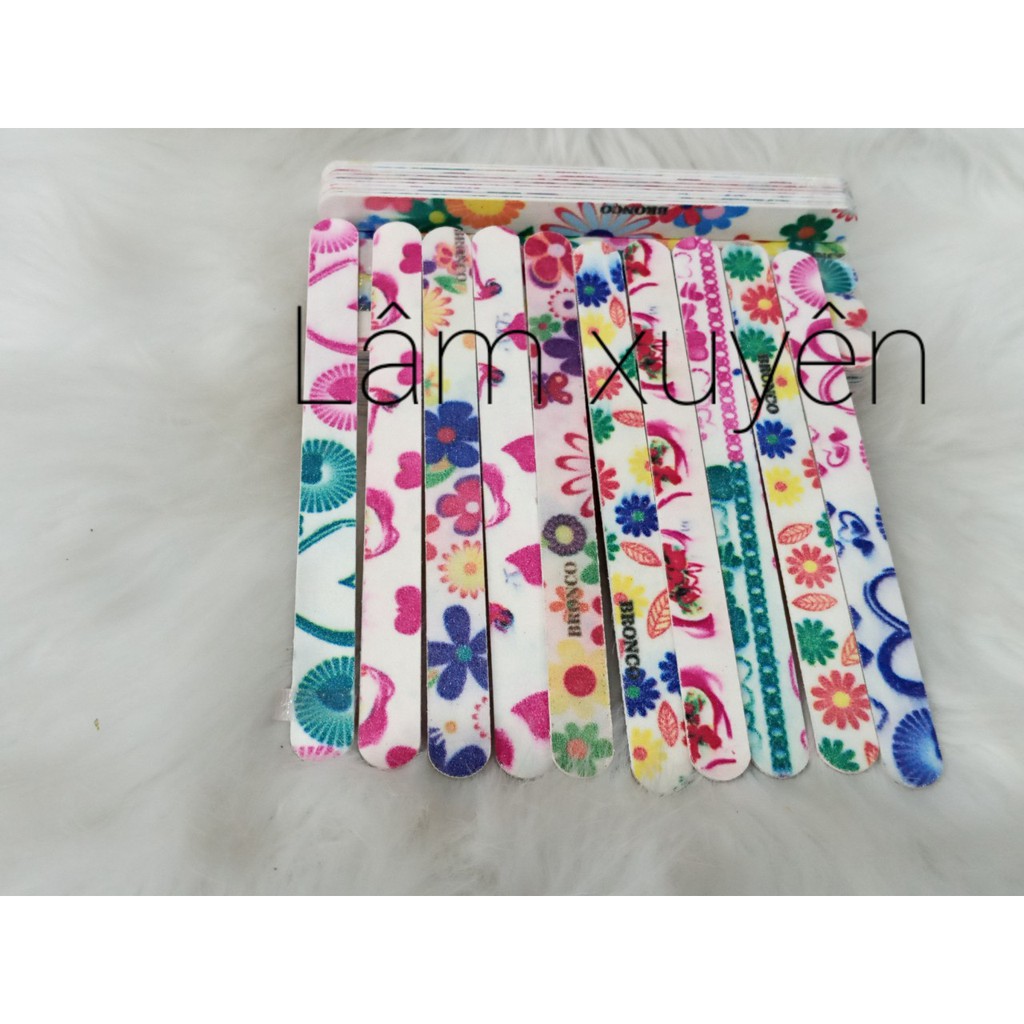 Dũa giấy bông in hoa làm móng nail1 bó 10 cây size chuẩn hàng công ty ,