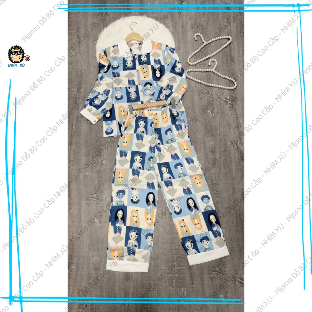 Đồ Bộ Ngủ Pijama Mặc Nhà Áo Tay Dài Quần Dài Vải Satin Cao Cấp Human Art | BigBuy360 - bigbuy360.vn