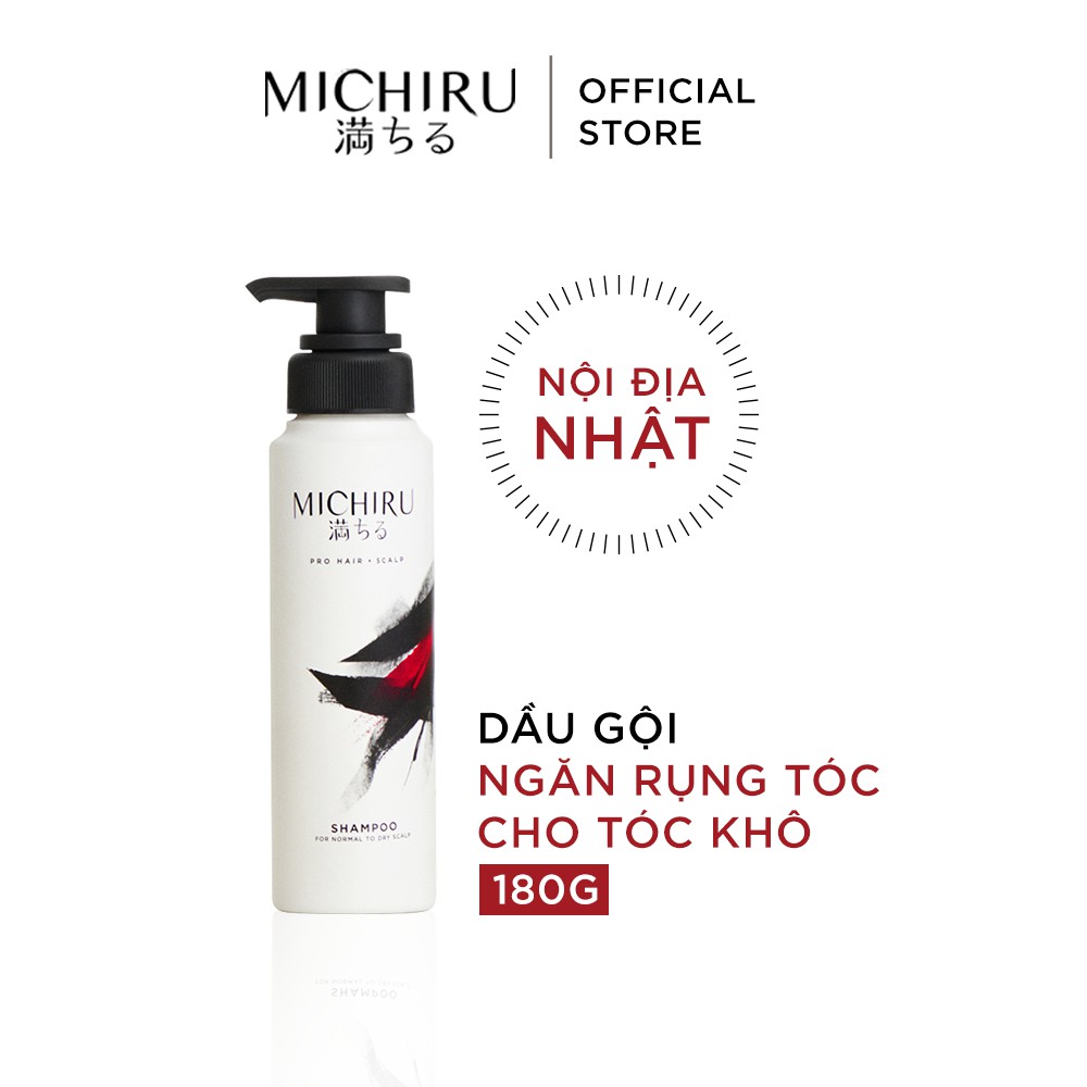 Dầu gội Michiru ngăn ngừa rụng tóc cho da đầu khô, nội địa Nhật, dưỡng chất Fiber Repair Actives 180g