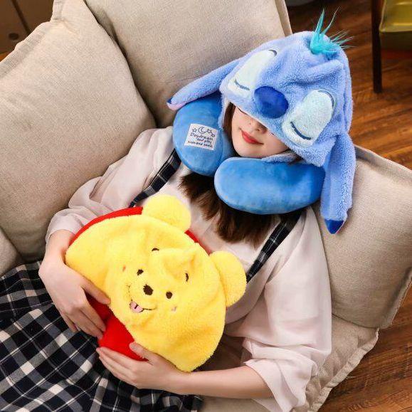 Gối Kê Cổ Hình Chữ u Có Nón Trùm Đầu Hình Chữ u Dễ Thương