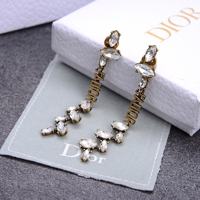 Bông tai nữ thương hiệu D thả dáng dài đính đá màu vintage sang chảnh TB420 TOBI STORE