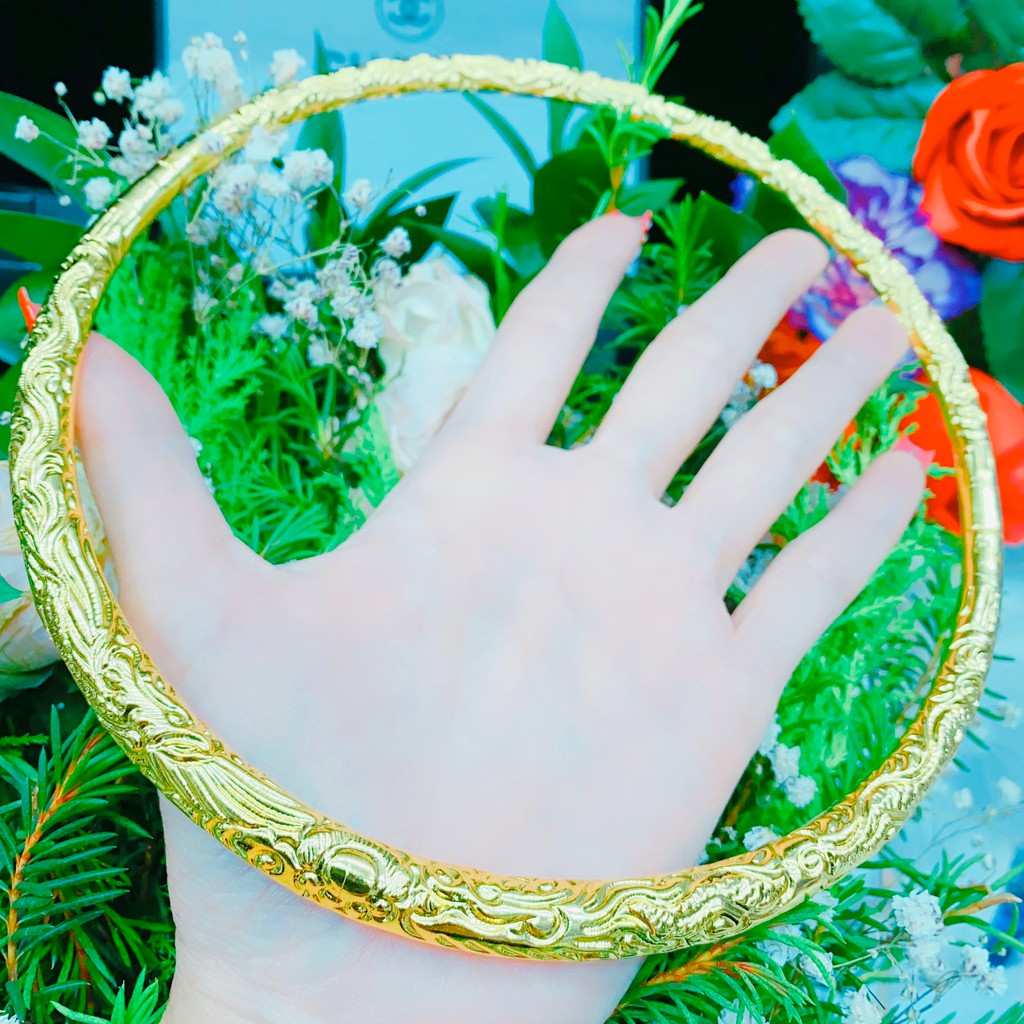 Kiềng Nữ Khắc Phụng Màu 24k Trang Sức Cưới Thiết Kế Chuẩn - Bền màu, Không Dị Ứng