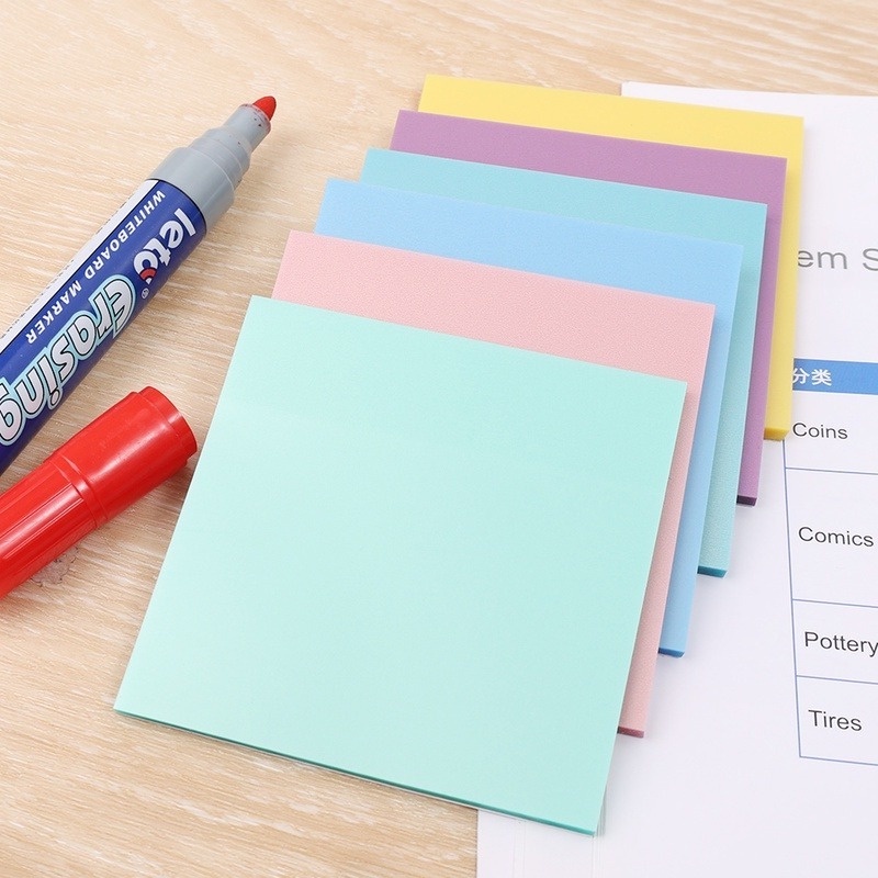 Bộ 50 Miếng Giấy Note Dán Ghi Chú Tự Dính Chống Thấm Nước Màu Trong Suốt Cho Học Sinh/Văn Phòng