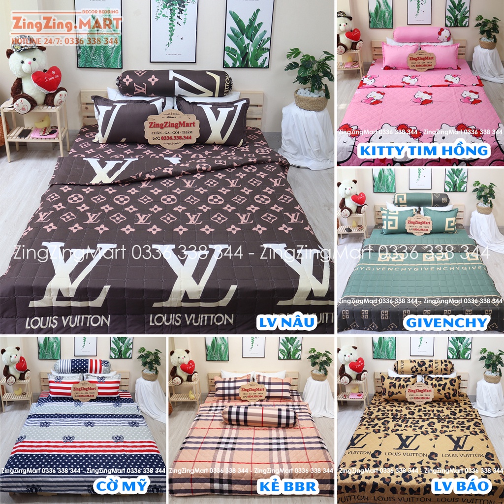 (GIẢM GIÁ) Trọn Bộ Sét 5 Món Chăn Hè Kèm Vỏ và Ruột Gối (Ghi chú tên mẫu khi đặt đơn)