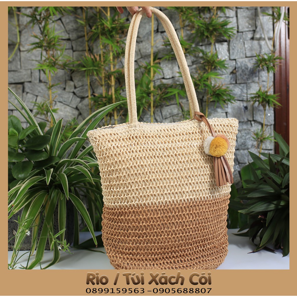 Túi cói vuông 2 màu