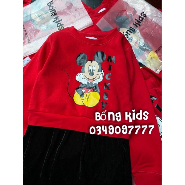 Váy Nỉ Bé Gái Mickey Đỏ Phối Nhung DN