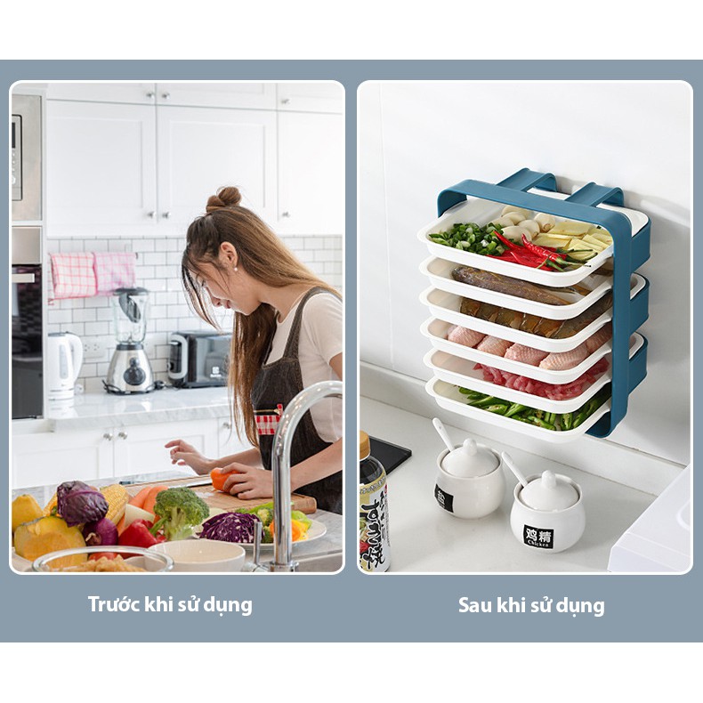 Kệ để thức ăn 6 tầng Goodstore tặng kèm 6 đĩa màu trắng