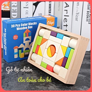 [Hộp A5] Đồ Chơi Gỗ Xếp Hình Khối(gồm 30 khối gỗ)