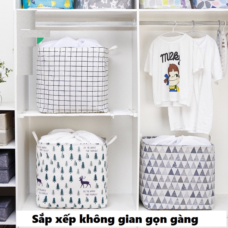 Túi đựng quần áo chăn màn nhiều họa tiết đẹp vải canvas không thấm nước, giỏ đựng đồ đa năng