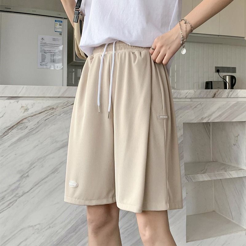 Quần Short Thể Thao Lưng Cao Ống Rộng Vải Lụa Mát Mỏng Thời Trang Cho Nữ
