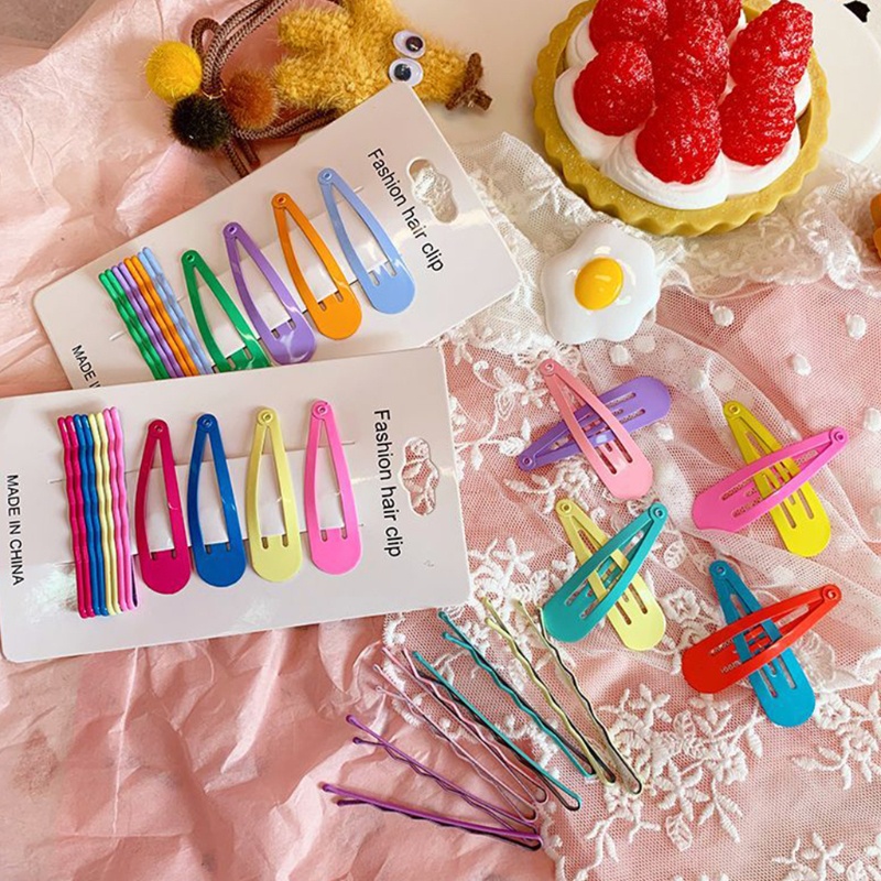 Bộ 12 Kẹp Tóc Bằng Kim Loại Kiểu Dáng Đơn Giản Dễ Thương Cho Nữ