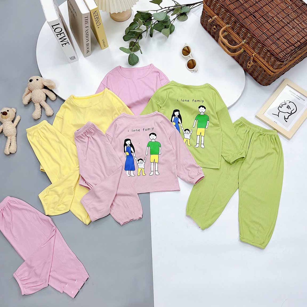 BỘ DÀI TAY IN SAU LƯNG HÌNH MY FAMILY CHẤT COTTON 4C  ĐÁNG YÊU CHO BÉ TRAI VÀ BÉ GÁI 8-18KG . V