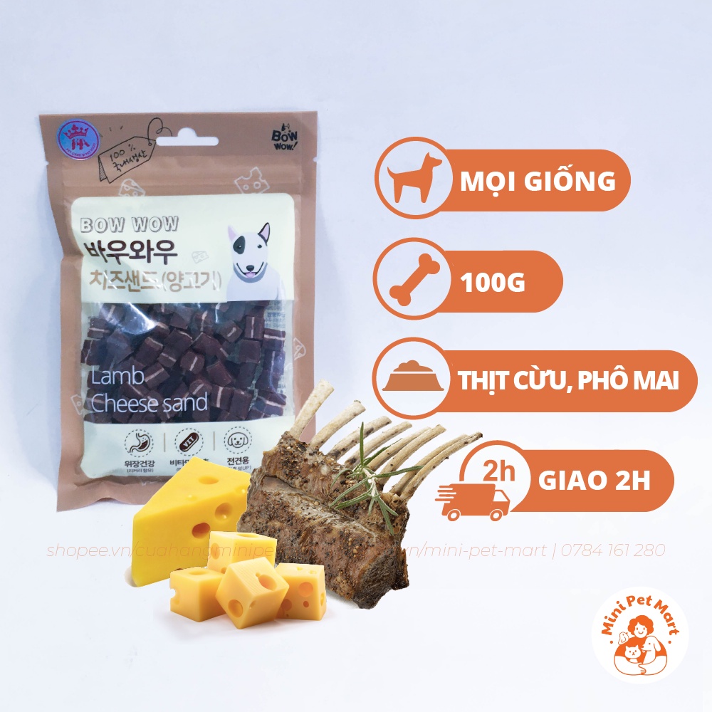 Thịt cừu và phô mai viên BOWWOW 100g - snack, bánh thưởng cho chó