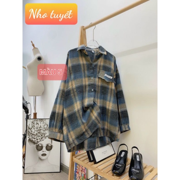 ÁO SƠ MI KẺ ULZZANG HÀN QUỐC TAY ĐÈN LỒNG-139