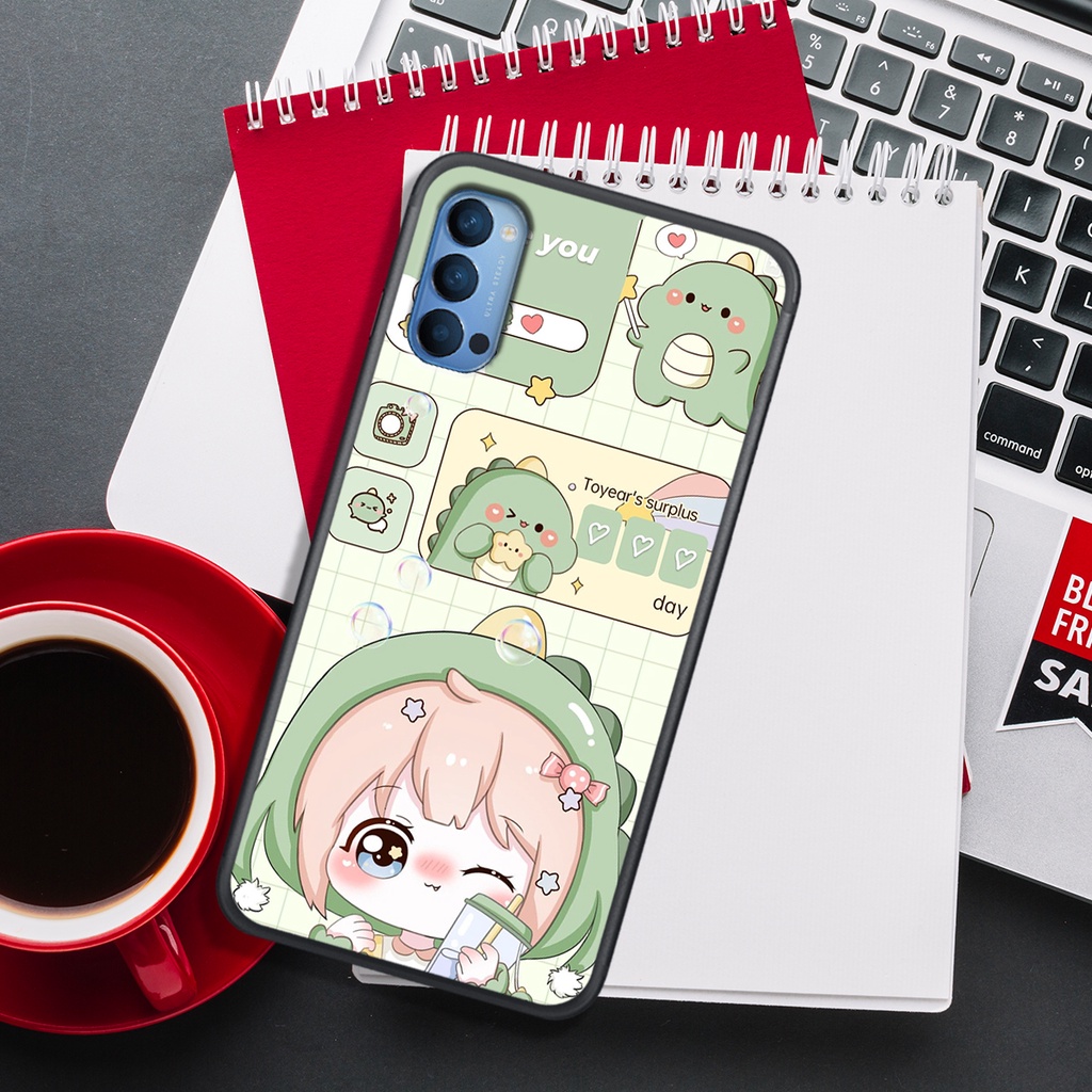 [HOT]ỐP OPPO OPPO A91/RENO 3 - RENO 3 PRO - RENO 4 - RENO 4 PRO - RENO 5  , IN HÌNH KHỦNG LONG CHIBI SIÊU DỄ THƯƠNG.