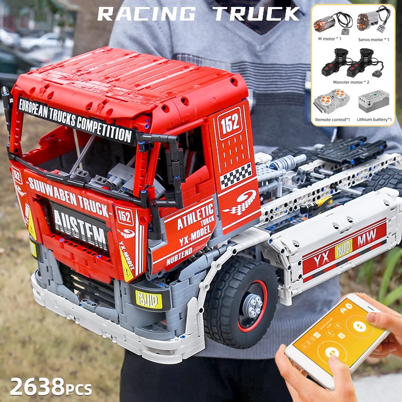 đồ chơi giáo dục Lắp ráp Mô hình Siêu xe
 Mould King 13152 Technic Car Model The MOC-27036 App Motorized Race Truck MkII