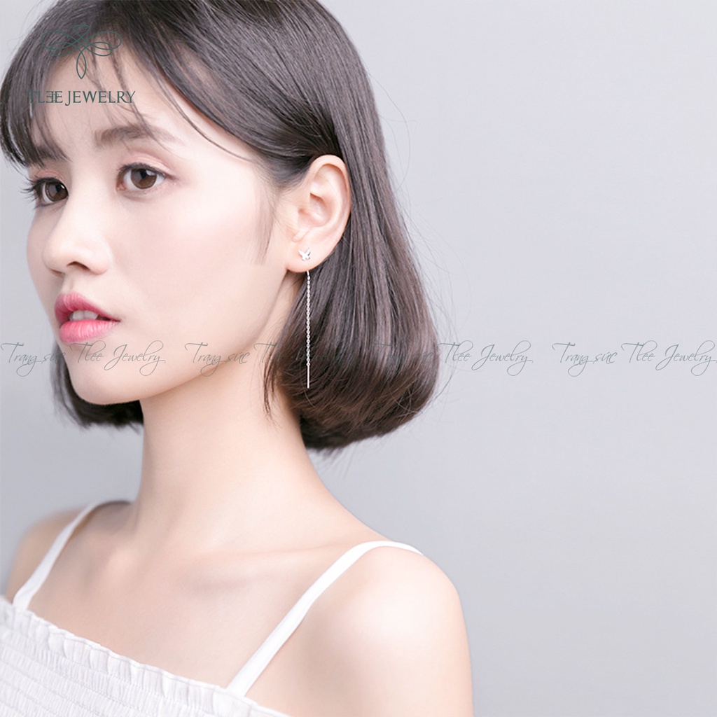 Khuyên tai bạc nữ TLEE hồ điệp tua dài nữ tính Bạc 925 cao cấp NCJ B0168