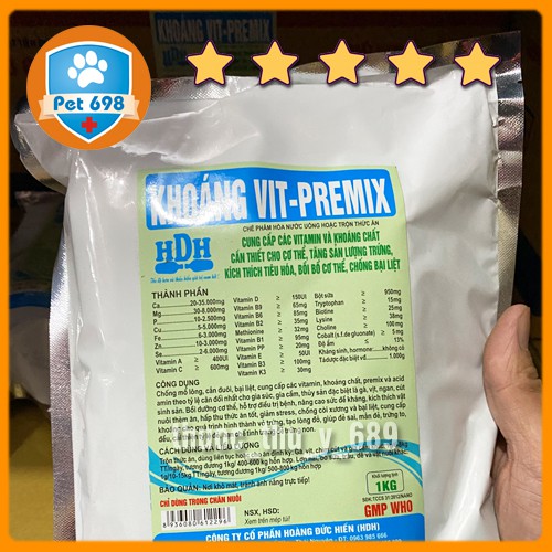 1kg KHOÁNG VIT PREMIX chống còi, mau lớn,nâng cao sức đề kháng, kích thích vật nuôi them ăn, cho gia súc, gia cầm