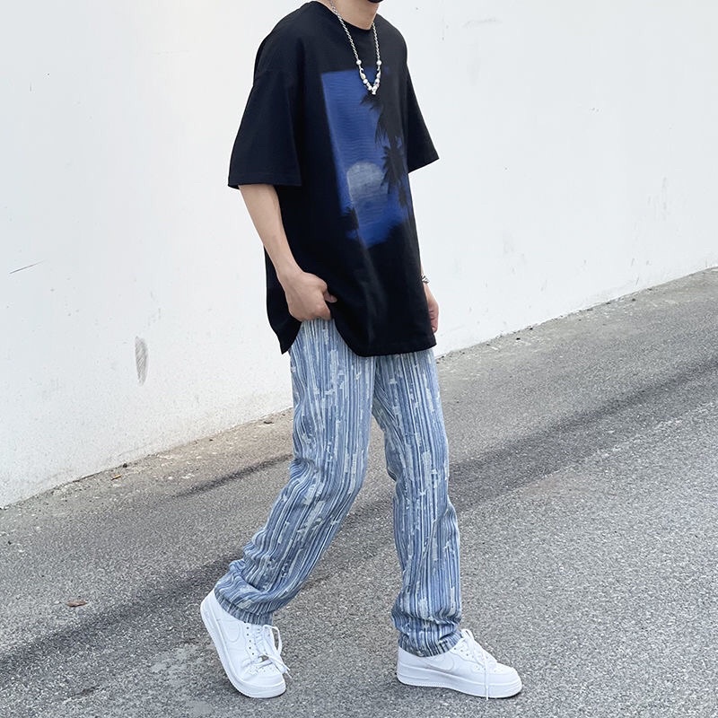 Quần jeans kẻ sọc ulzzang nam